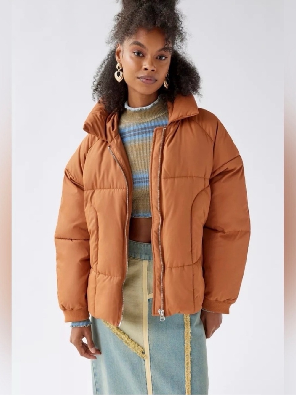 Urban Outfitters Rust Brown Puffer Jacket